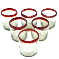 Ruby Red Rim 8 oz DOF Rock Glasses (set of 6)